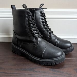 Black Lace-Up Combat Boots